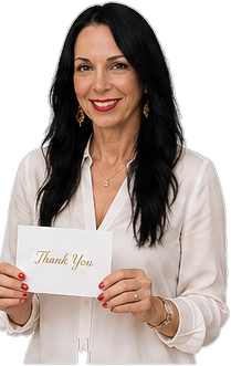 Elissa with a thank-you card